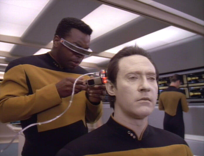 Geordi working on Data